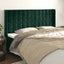 sengegavl med kanter 203x16x118/128 cm fløjl mørkegrøn