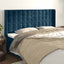 sengegavl med kanter 203x16x118/128 cm fløjl mørkeblå