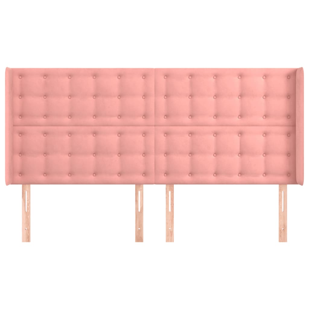 sengegavl med kanter 203x16x118/128 cm fløjl lyserød
