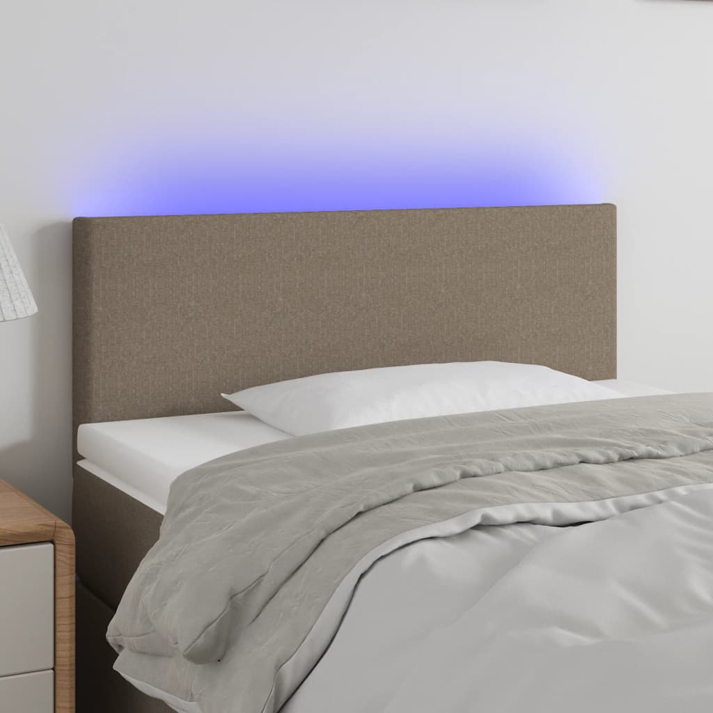sengegavl med LED-lys 80x5x78/88 cm stof gråbrun