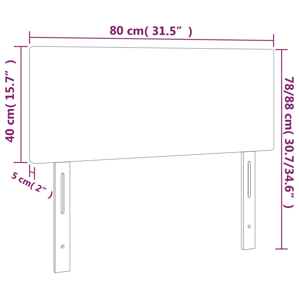 sengegavl med LED-lys 80x5x78/88 cm stof blå