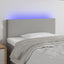 sengegavl med LED-lys 90x5x78/88 cm stof lysegrå