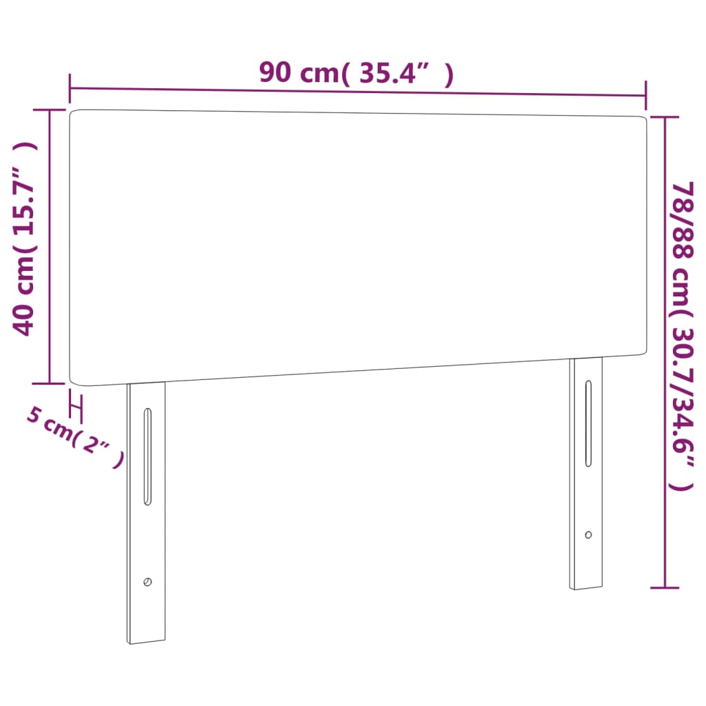 sengegavl med LED-lys 90x5x78/88 cm stof blå