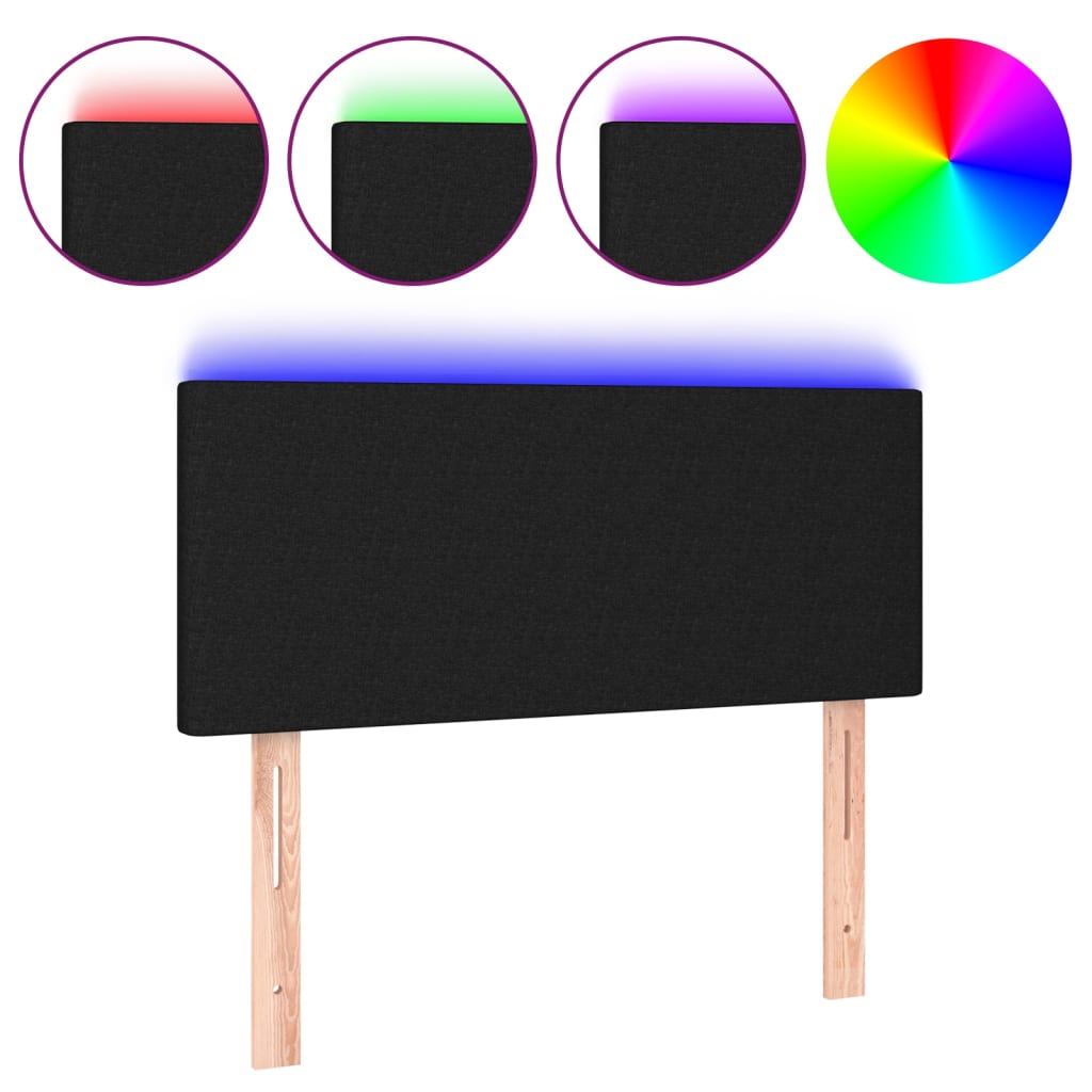 sengegavl med LED-lys 100x5x78/88 cm stof sort