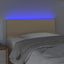 sengegavl med LED-lys 100x5x78/88 cm stof cremefarvet
