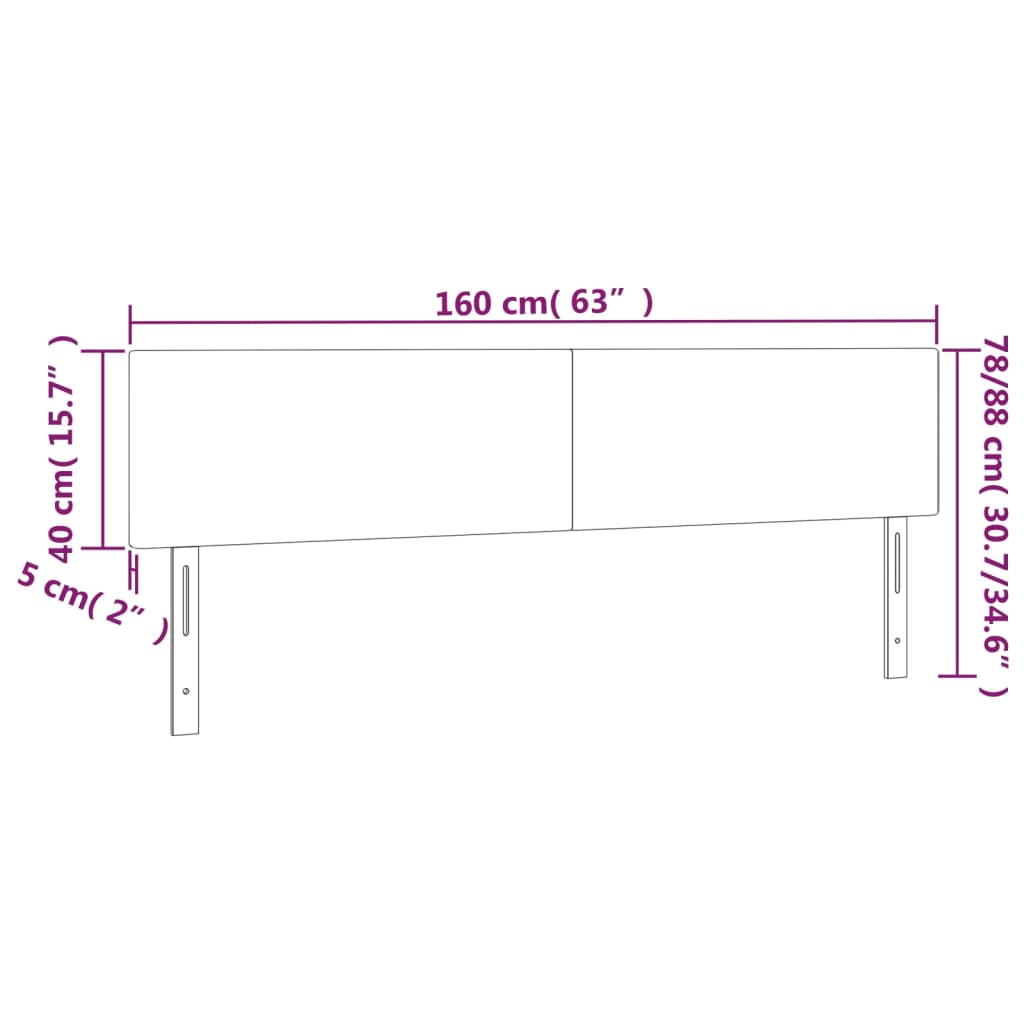 sengegavl med LED-lys 160x5x78/88 cm stof mørkebrun