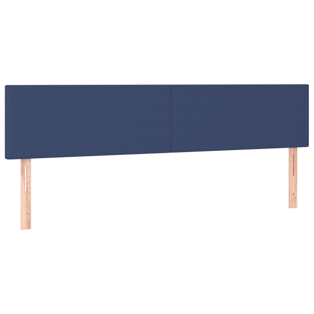 sengegavl med LED-lys 160x5x78/88 cm stof blå