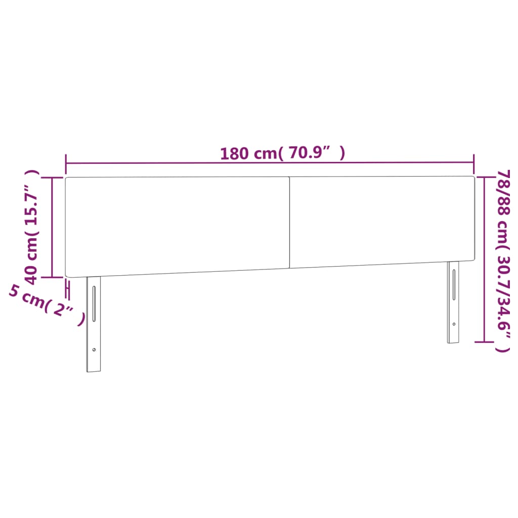 sengegavl med LED-lys 180x5x78/88 cm stof sort