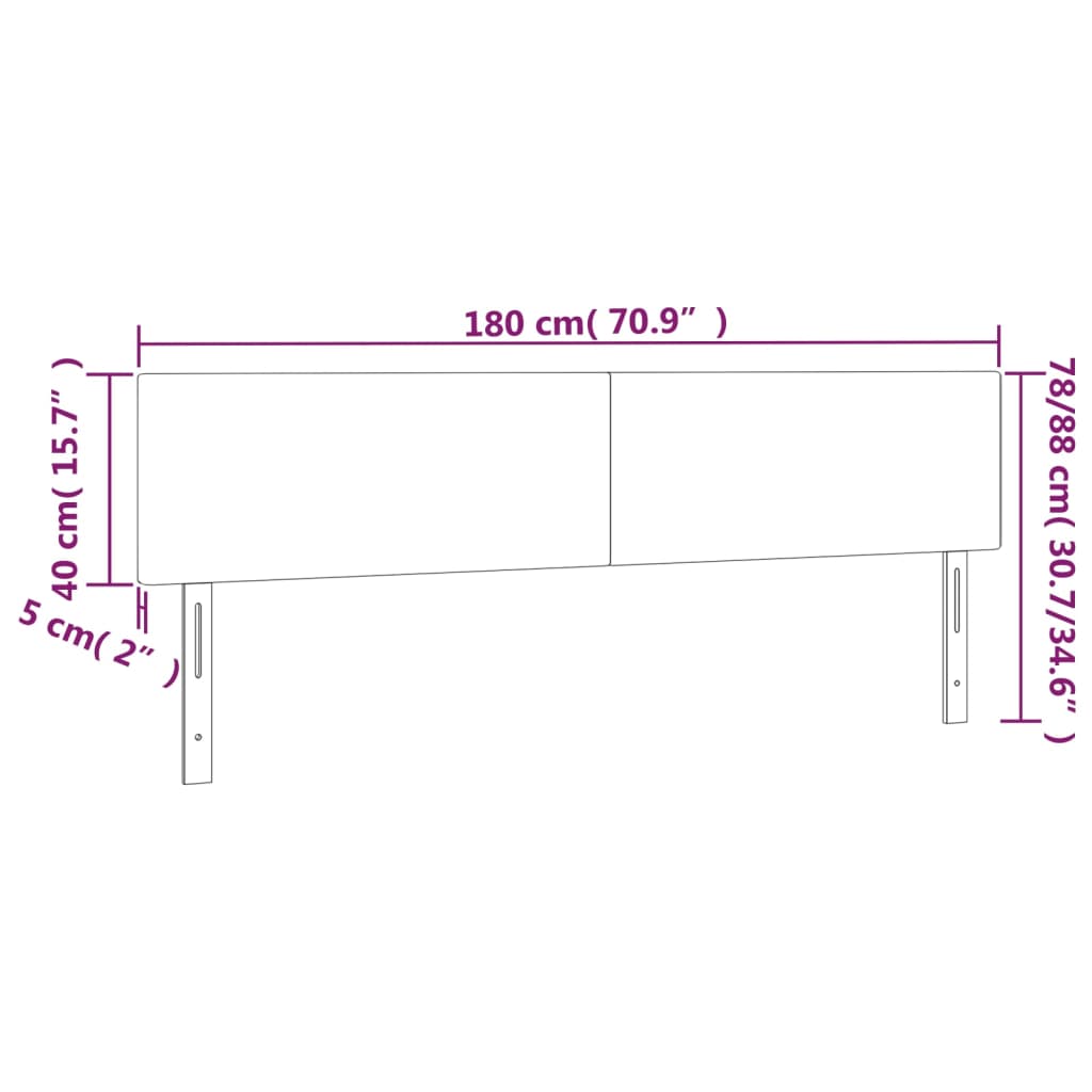 sengegavl med LED-lys 180x5x78/88 cm stof gråbrun