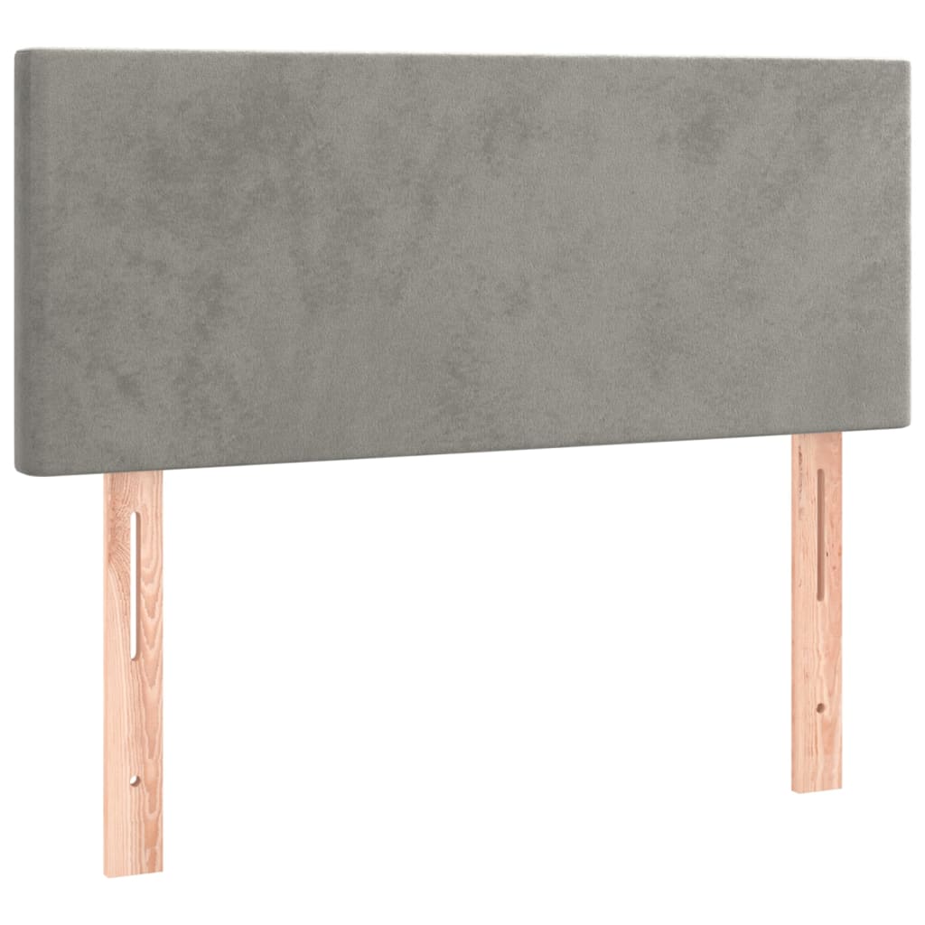 sengegavl med LED-lys 100x5x78/88 cm fløjl lysegrå