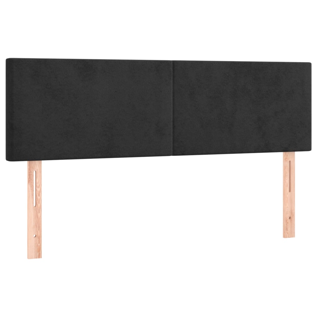 sengegavl med LED-lys 144x5x78/88 cm fløjl sort
