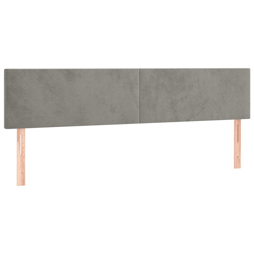 sengegavl med LED-lys 200x5x78/88 cm fløjl lysegrå