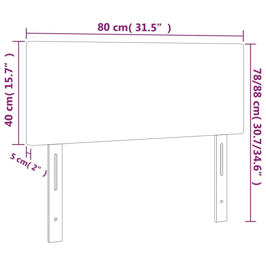 sengegavl med LED-lys 80x5x78/88 cm kunstlæder grå
