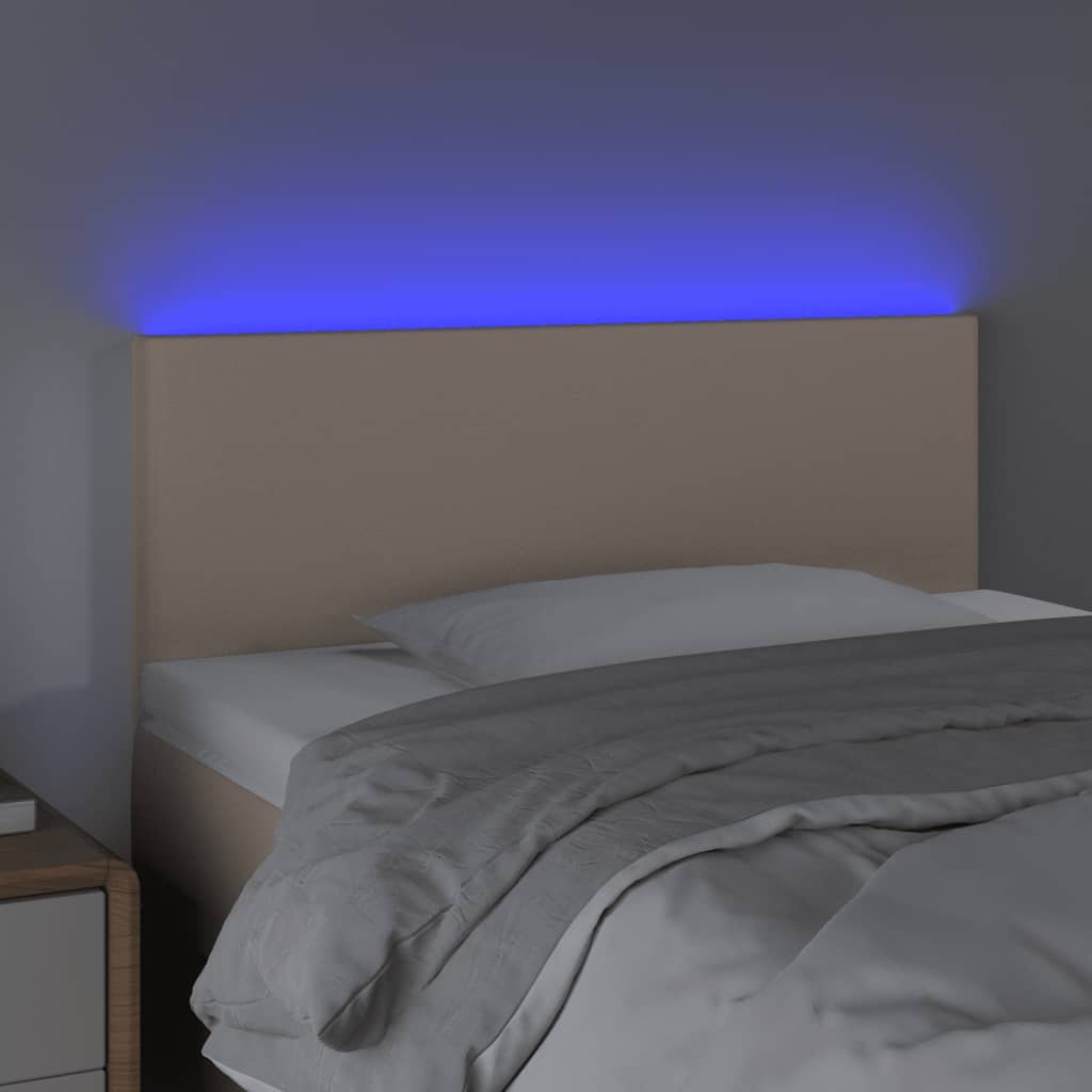 sengegavl med LED-lys 90x5x78/88 cm kunstlæder cappuccinofarvet