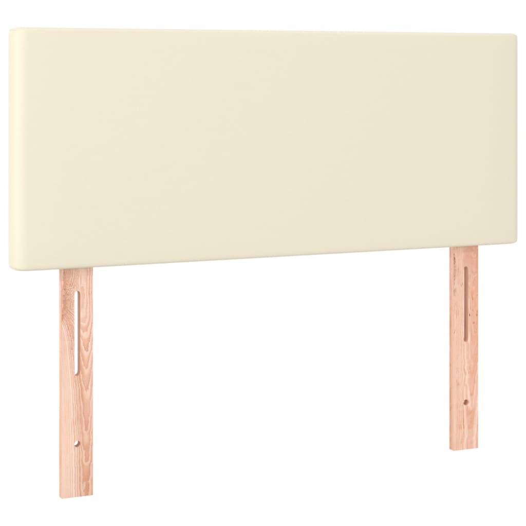 sengegavl med LED-lys 100x5x78/88 cm kunstlæder cremefarvet