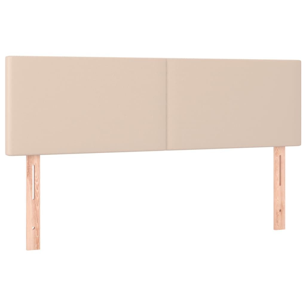 sengegavl med LED-lys 144x5x78/88cm kunstlæder cappuccinofarvet