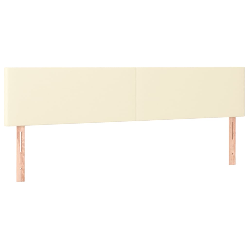 sengegavl med LED-lys 160x5x78/88 cm kunstlæder cremefarvet