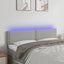 sengegavl med LED-lys 144x5x78/88 cm stof lysegrå