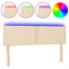sengegavl med LED-lys 144x5x78/88 cm stof cremefarvet