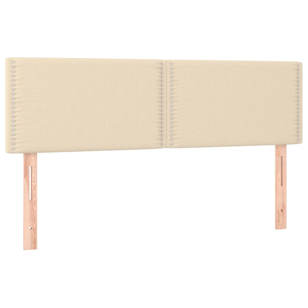 sengegavl med LED-lys 144x5x78/88 cm stof cremefarvet