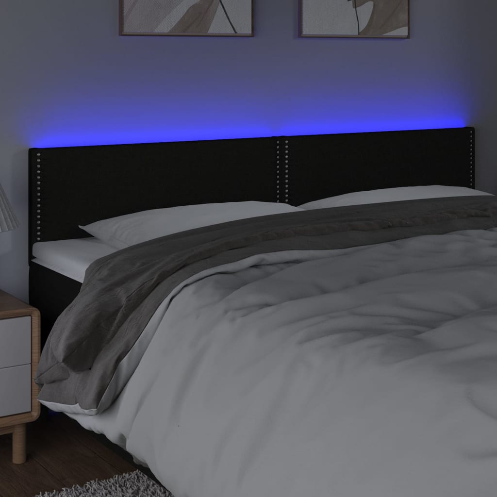 sengegavl med LED-lys 200x5x78/88 cm stof sort