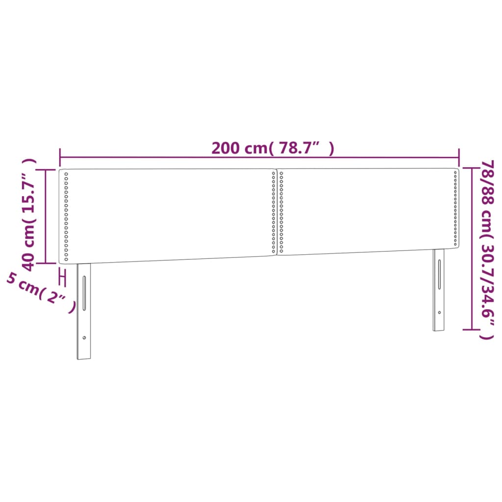sengegavl med LED-lys 200x5x78/88 cm stof gråbrun