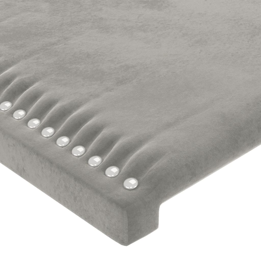 sengegavl med LED-lys 80x5x78/88 cm velour lysegrå