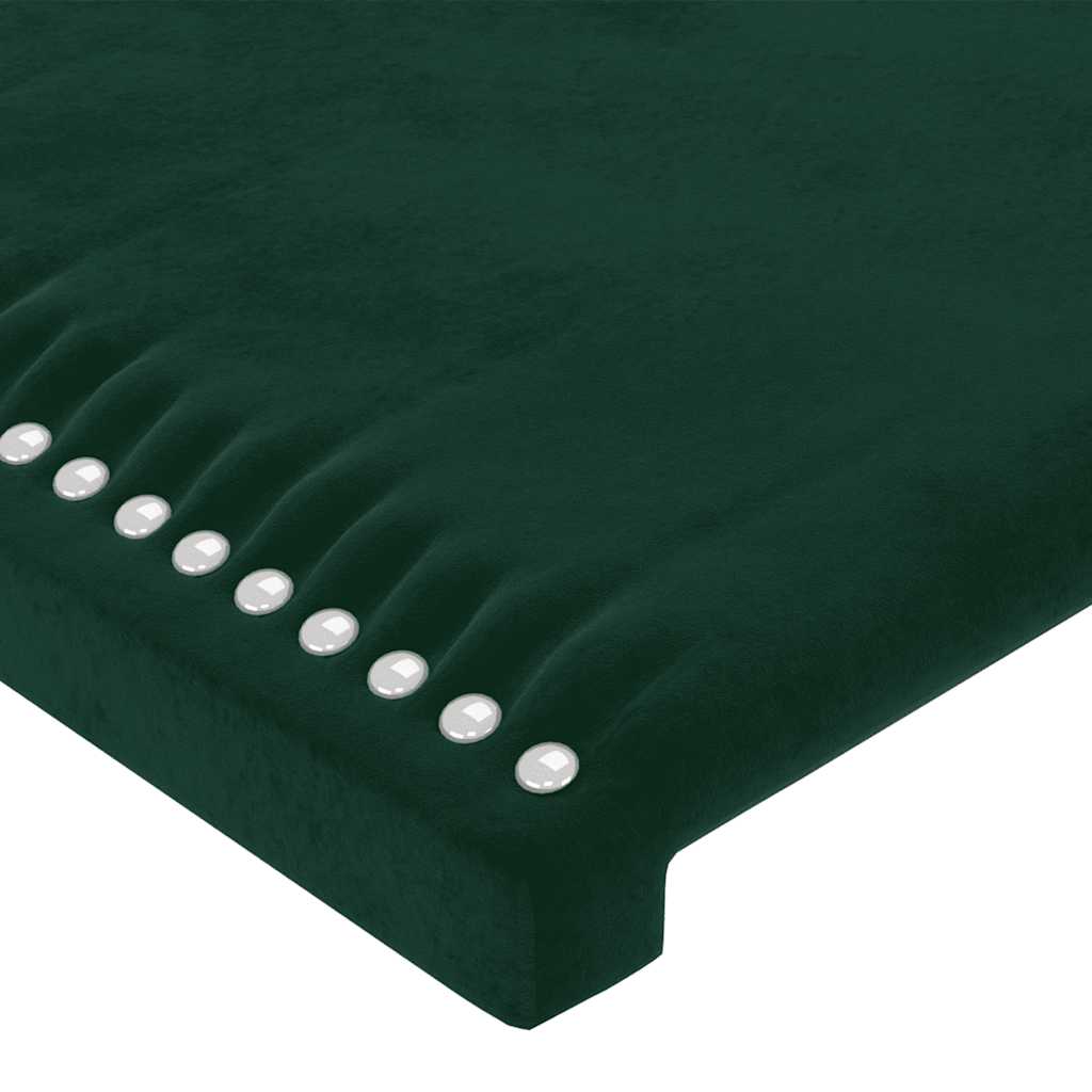 sengegavl med LED-lys 80x5x78/88 cm velour mørkegrøn