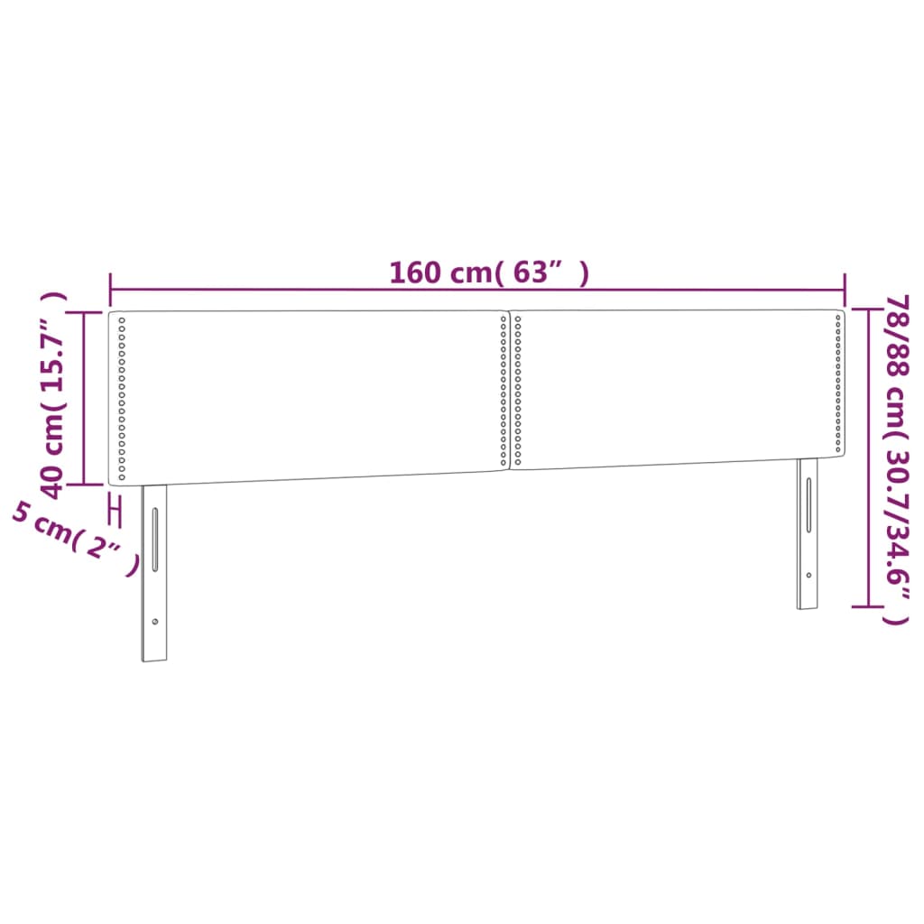 sengegavl med LED-lys 160x5x78/88 cm velour lyserød