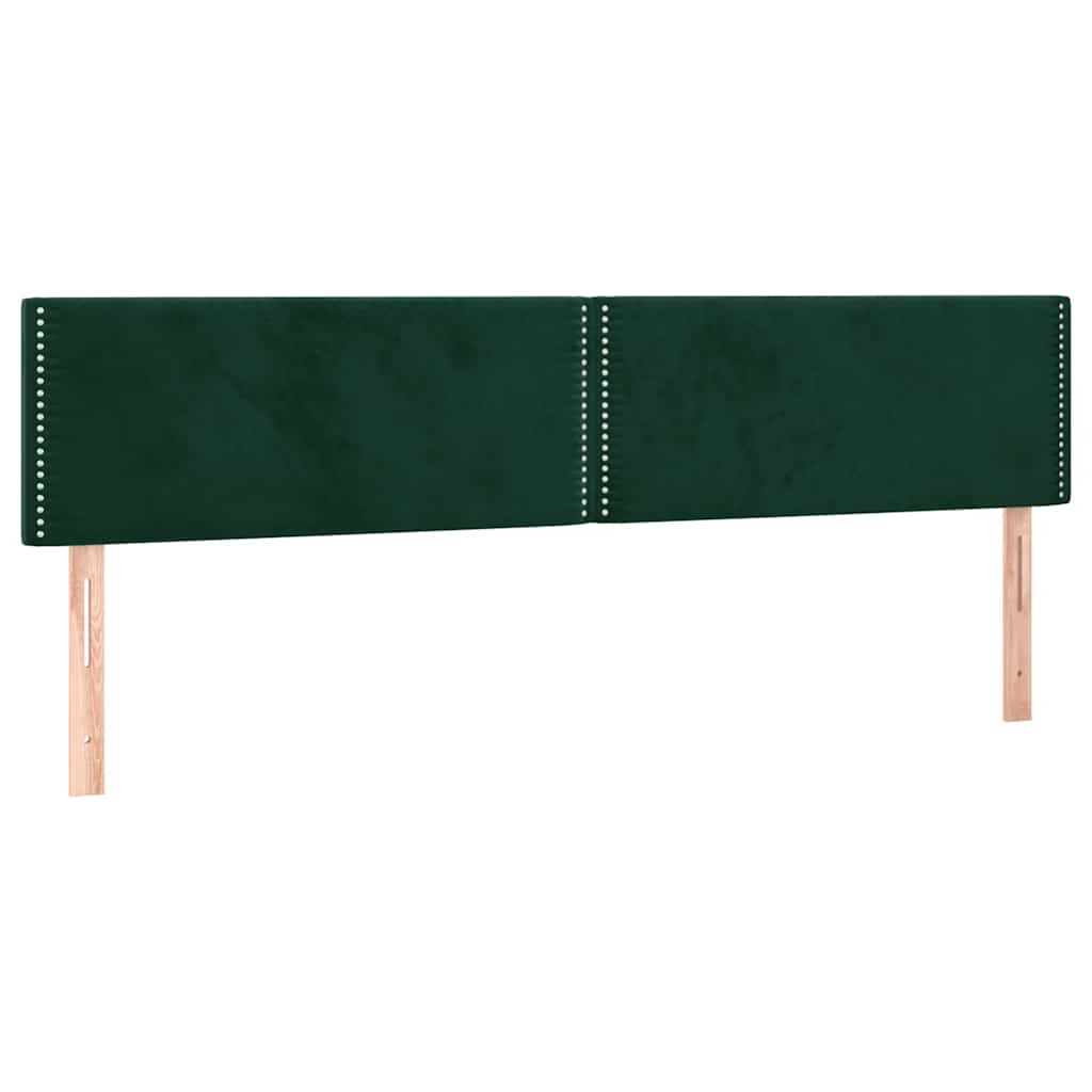 sengegavl med LED-lys 180x5x78/88 cm fløjl mørkegrøn
