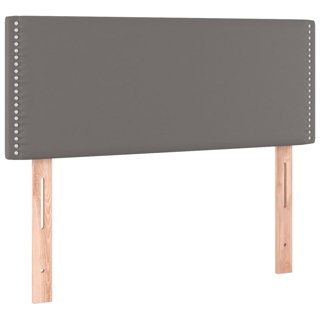 sengegavl med LED-lys 80x5x78/88 cm kunstlæder grå