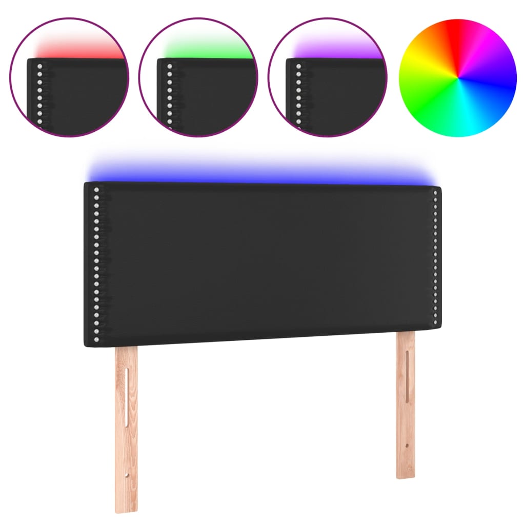 sengegavl med LED-lys 90x5x78/88 cm kunstlæder sort