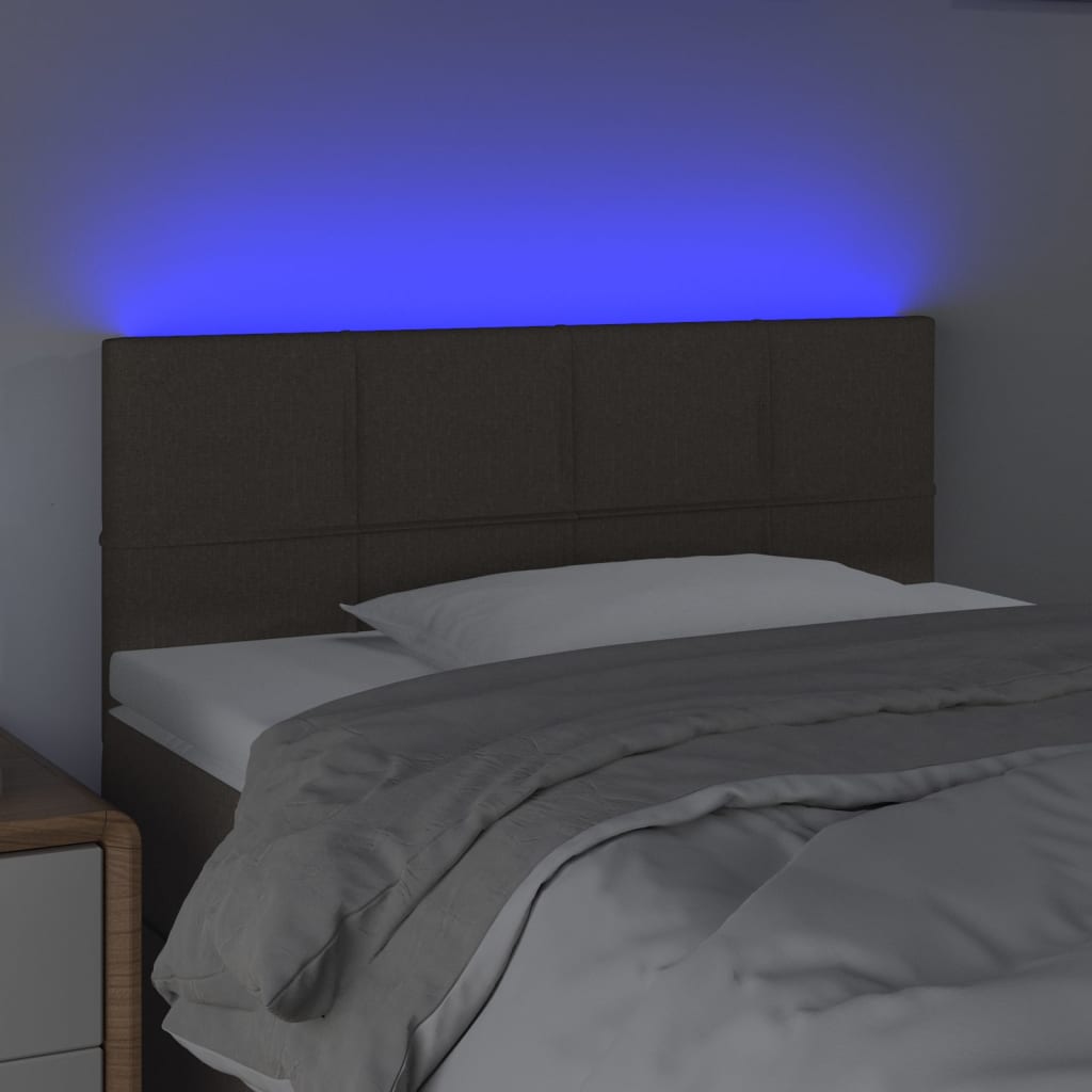 sengegavl med LED-lys 80x5x78/88 cm stof gråbrun