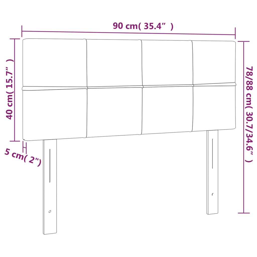 sengegavl med LED-lys 90x5x78/88 cm stof gråbrun
