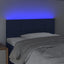 sengegavl med LED-lys 90x5x78/88 cm stof blå
