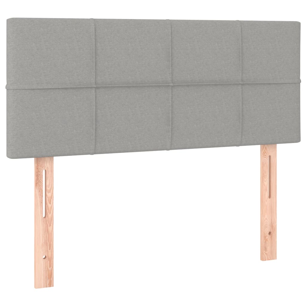 sengegavl med LED-lys 100x5x78/88 cm stof lysegrå