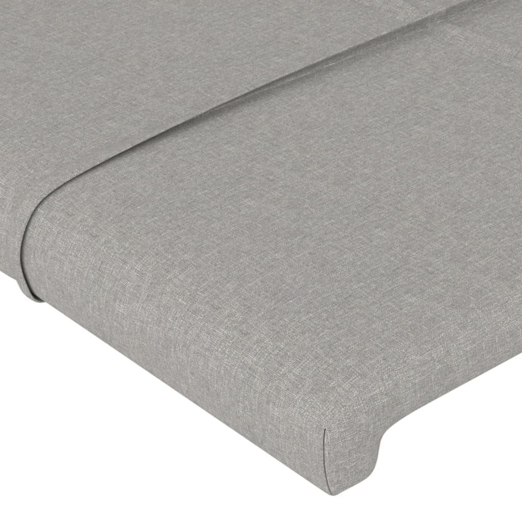 sengegavl med LED-lys 100x5x78/88 cm stof lysegrå