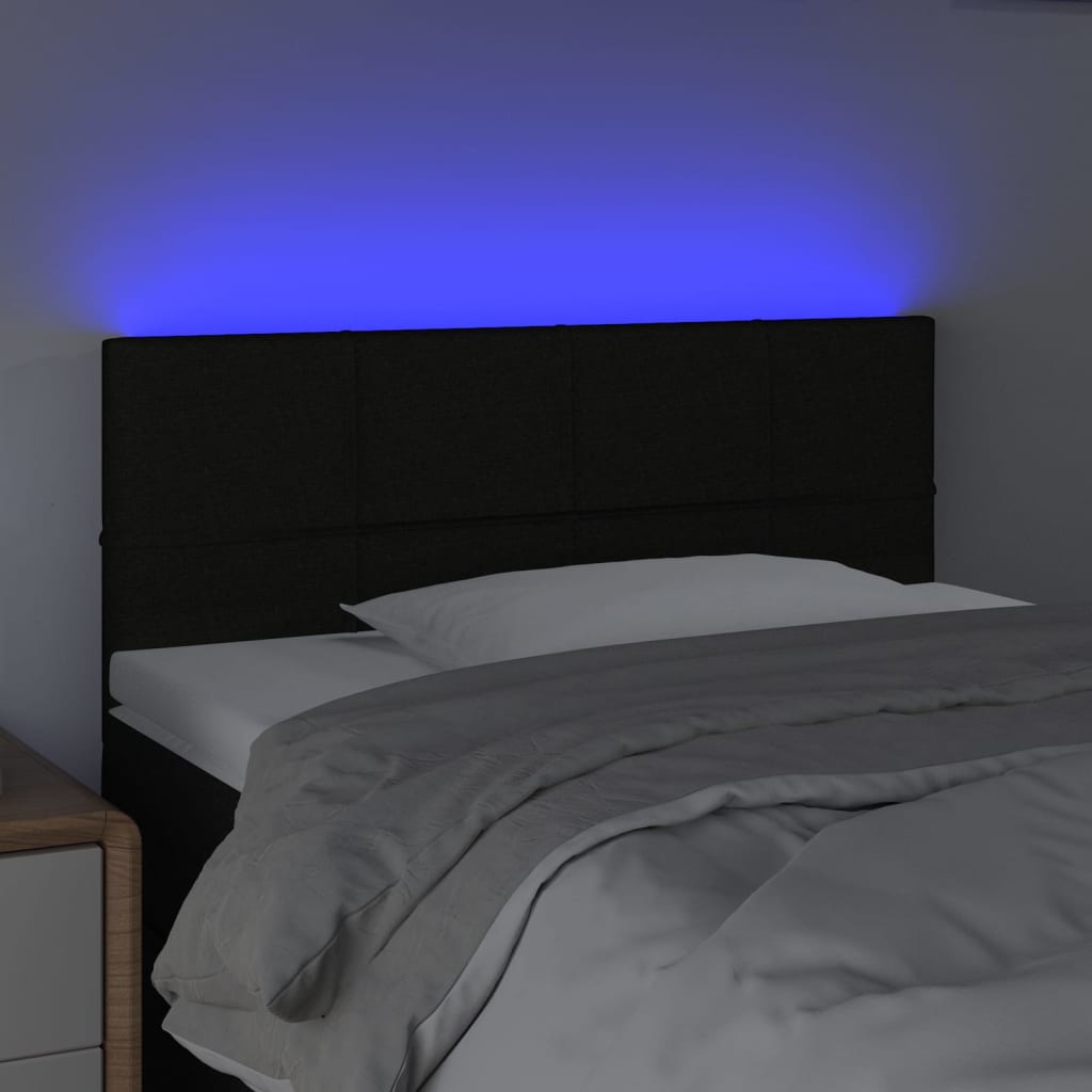 sengegavl med LED-lys 100x5x78/88 cm stof sort