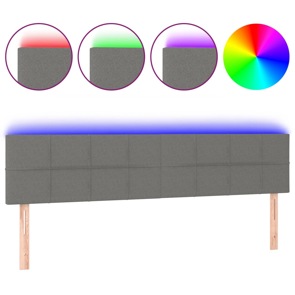 sengegavl med LED-lys 160x5x78/88 cm stof mørkegrå