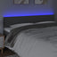 sengegavl med LED-lys 180x5x78/88 cm stof mørkegrå