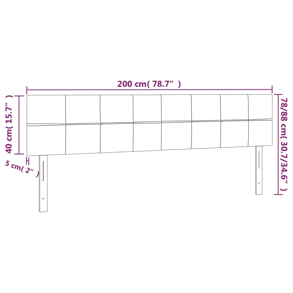 sengegavl med LED-lys 200x5x78/88 cm stof sort