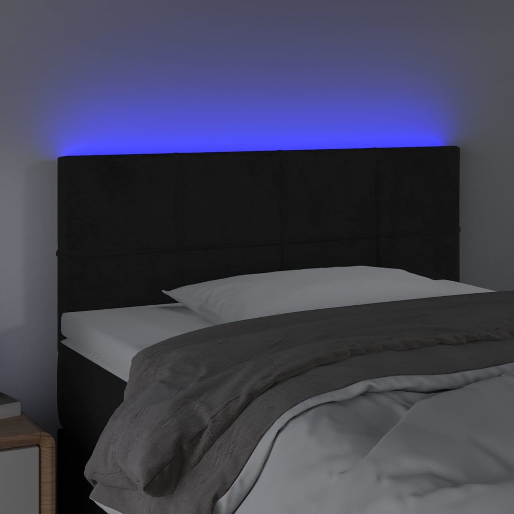 sengegavl med LED-lys 80x5x78/88 cm velour sort