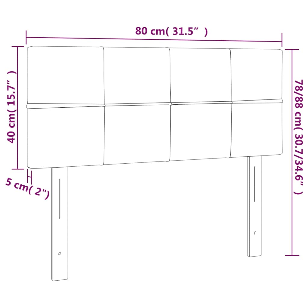 sengegavl med LED-lys 80x5x78/88 cm velour mørkeblå