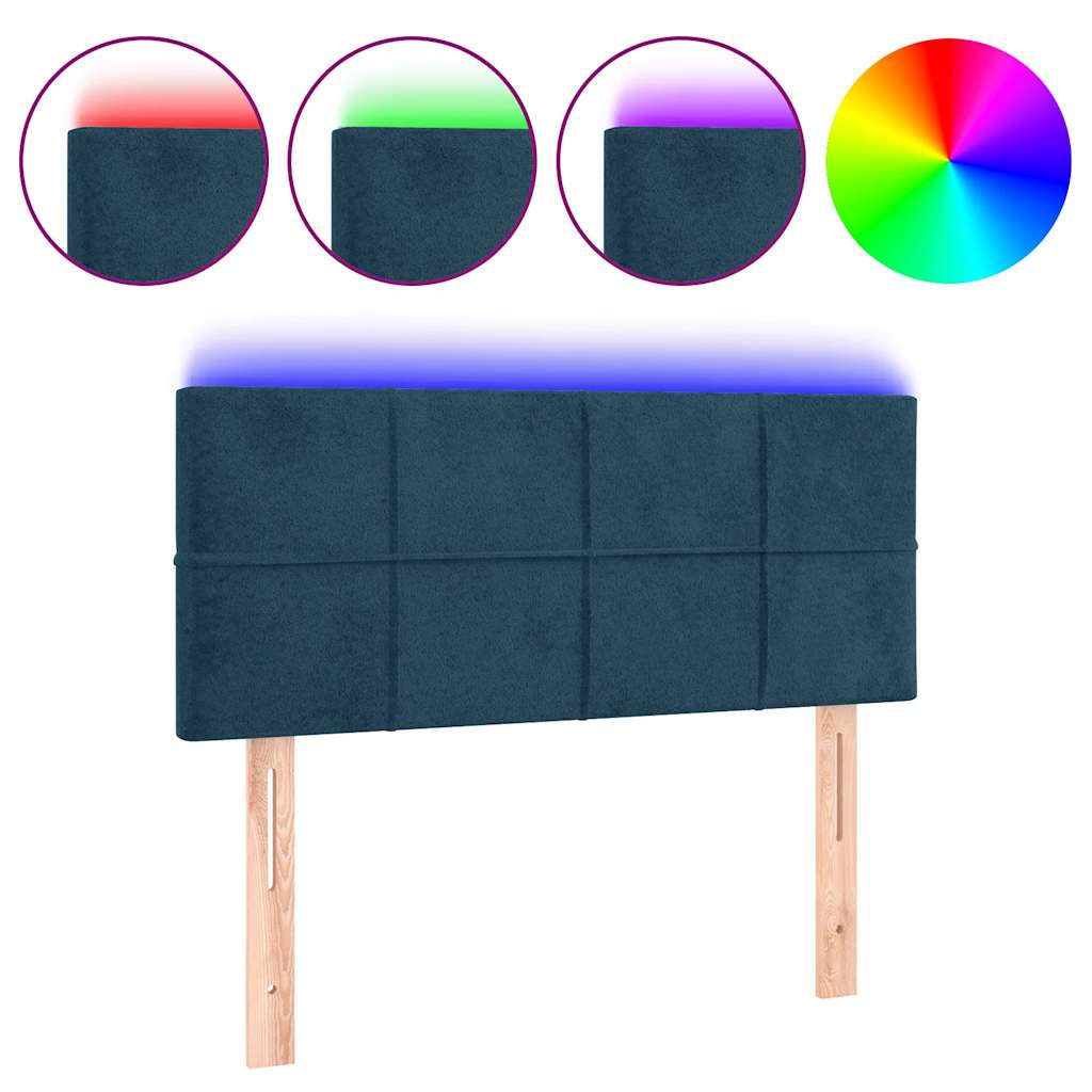 sengegavl med LED-lys 90x5x78/88 cm fløjl mørkeblå