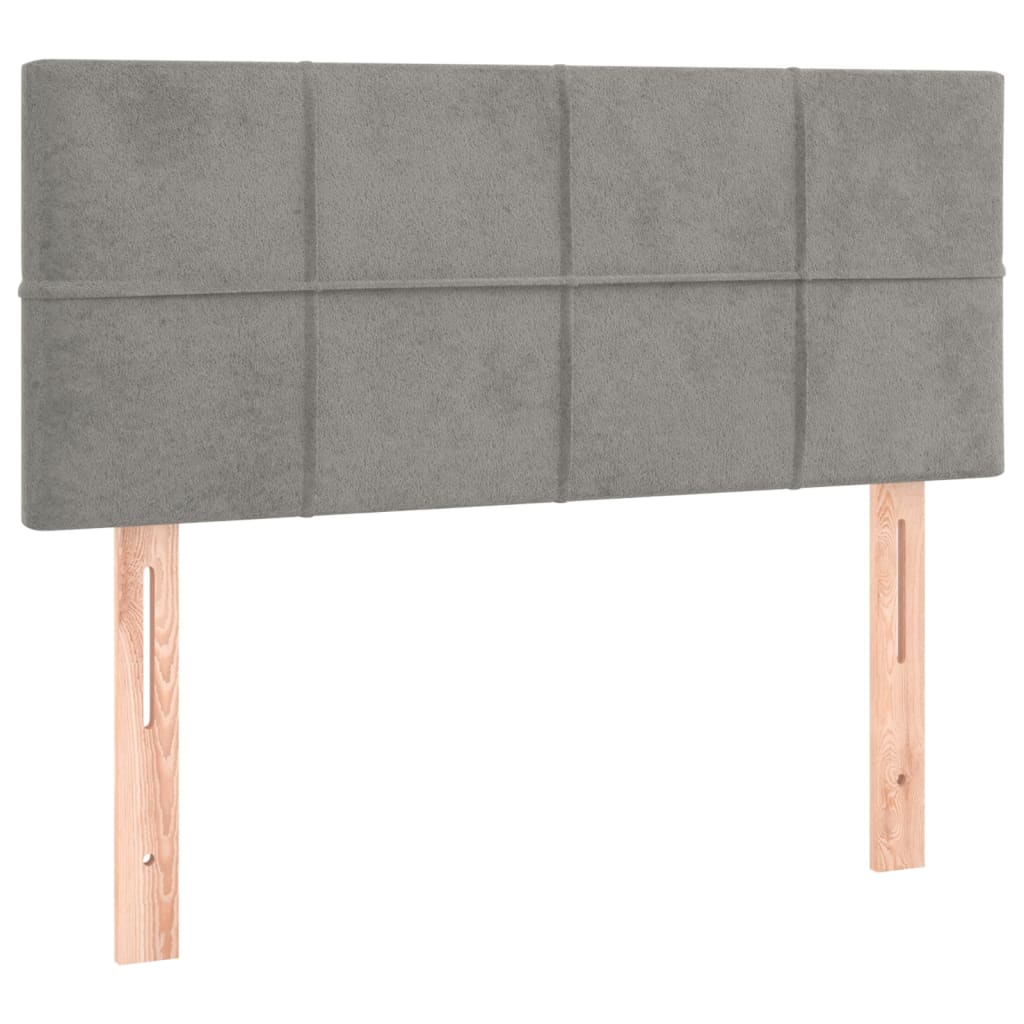 sengegavl med LED-lys 100x5x78/88 cm fløjl lysegrå