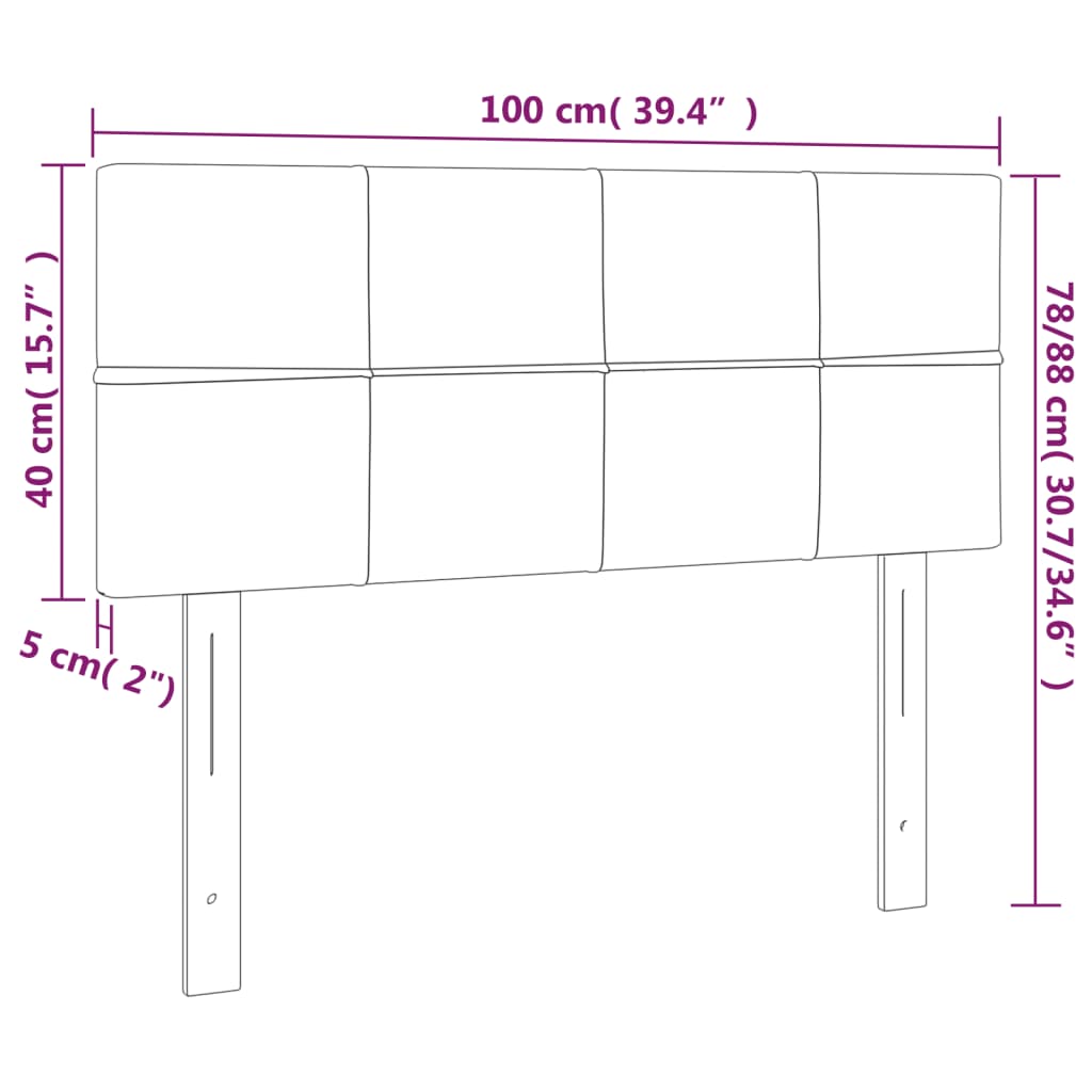 sengegavl med LED-lys 100x5x78/88 cm fløjl sort
