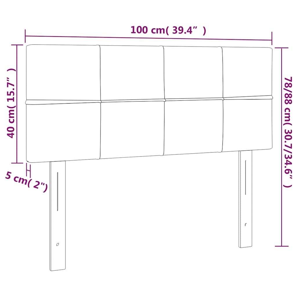 sengegavl med LED-lys 100x5x78/88 cm fløjl mørkegrøn
