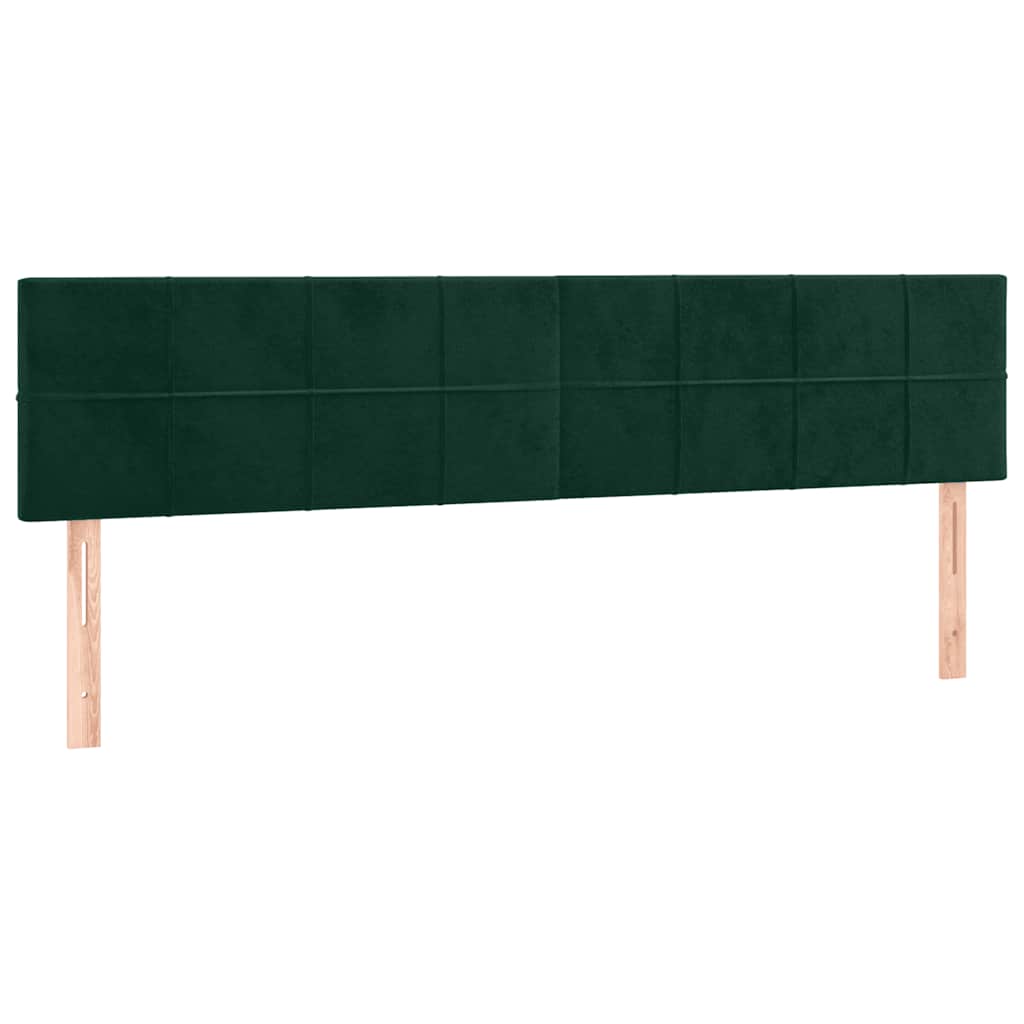 sengegavl med LED-lys 160x5x78/88 cm fløjl mørkegrøn