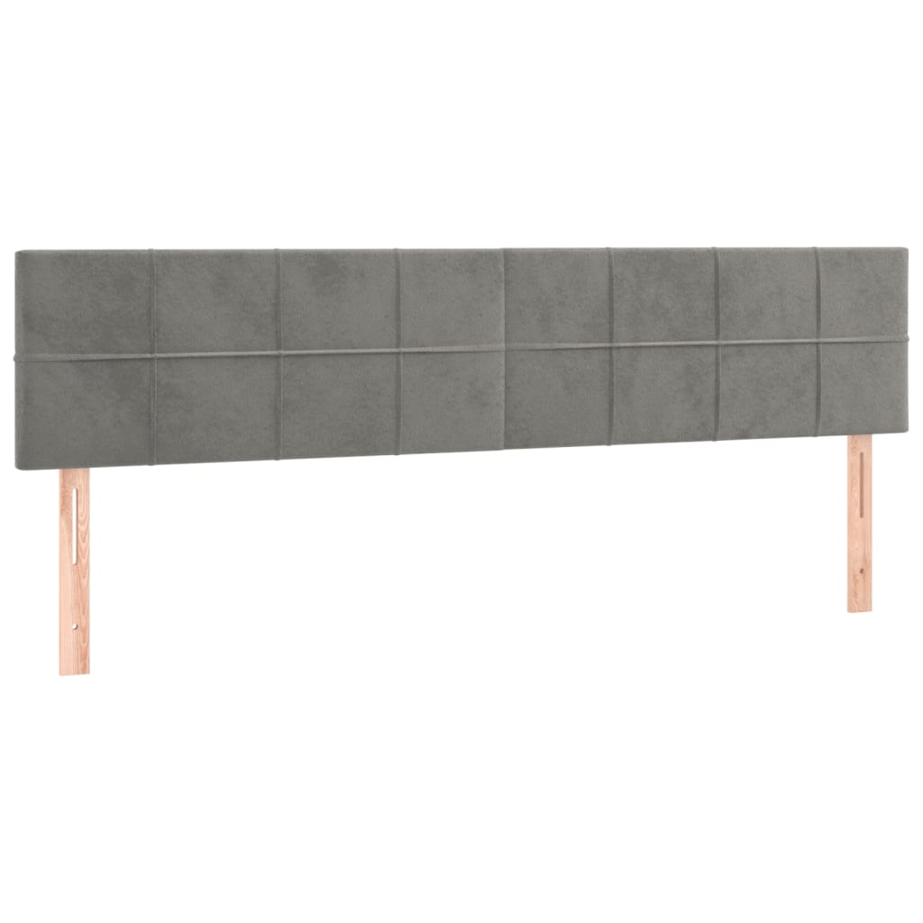 sengegavl med LED-lys 200x5x78/88 cm fløjl lysegrå