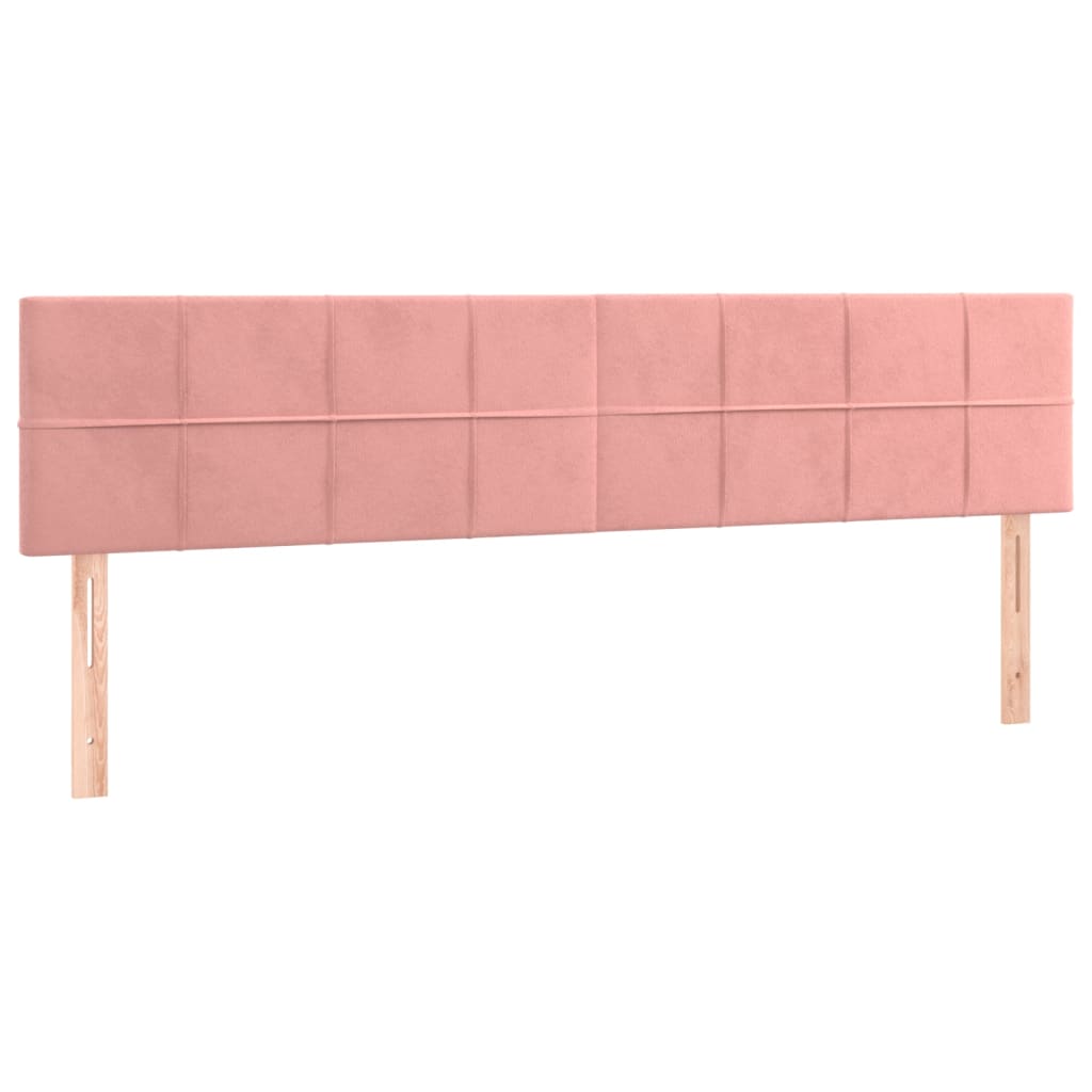sengegavl med LED-lys 200x5x78/88 cm velour lyserød
